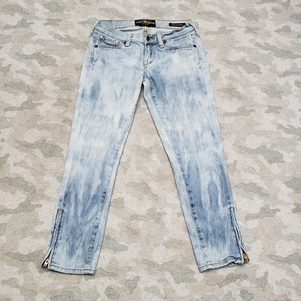 Lucky Brand Jeans Womens 0/25 Blue Zoe Skinny Denim Medium Wash Ankle Zip